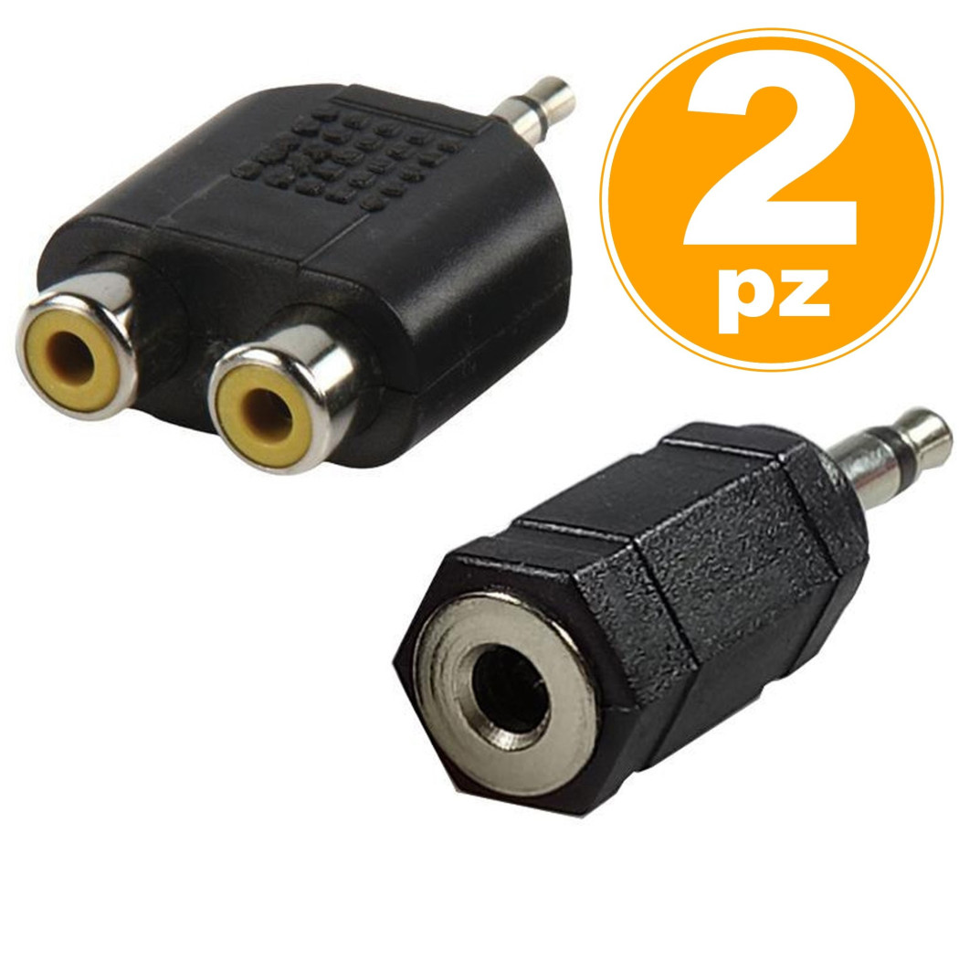 foto del prodotto trade shop adattatore audio jack a 2 jack femmina rca jack maschio a coassiale femmina 