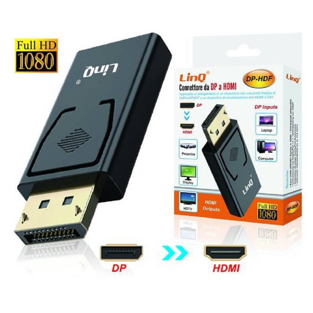 foto del prodotto trade shop adattatore convertitore connettore dp displayport maschio a hdmi femmina dp hdf 