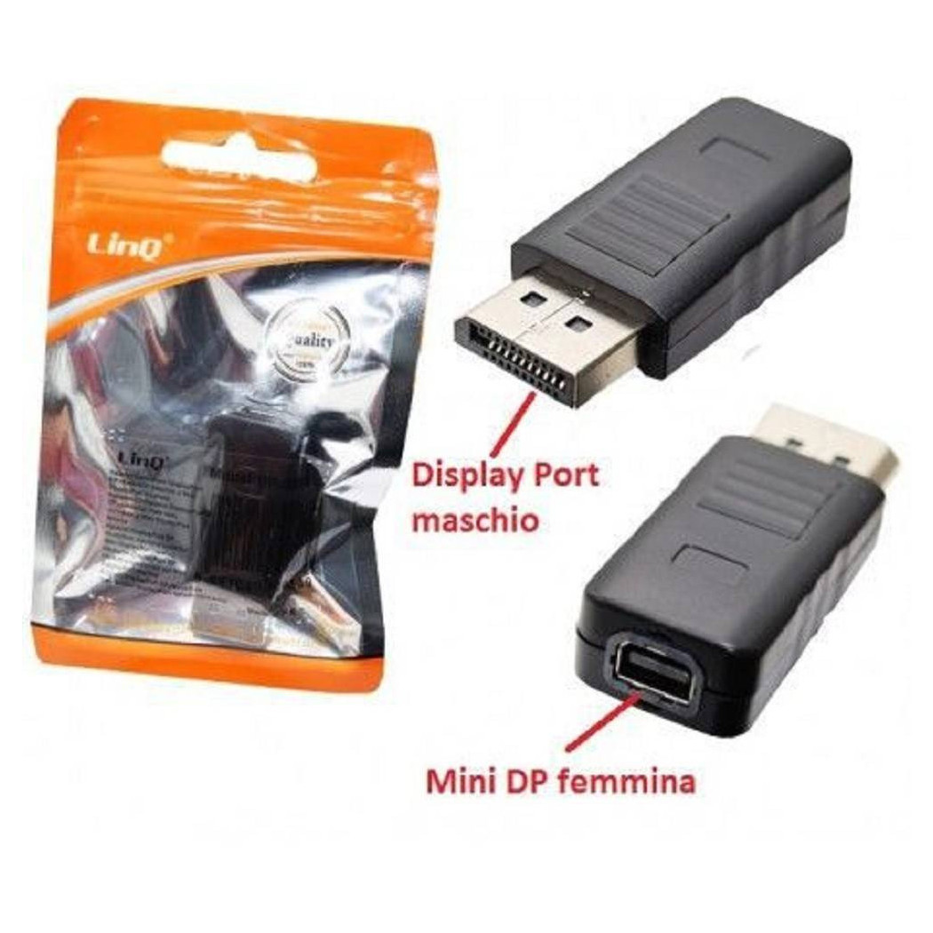 foto del prodotto trade shop adattatore convertitore da displayport maschio a mini displayport femmina dp 2209 