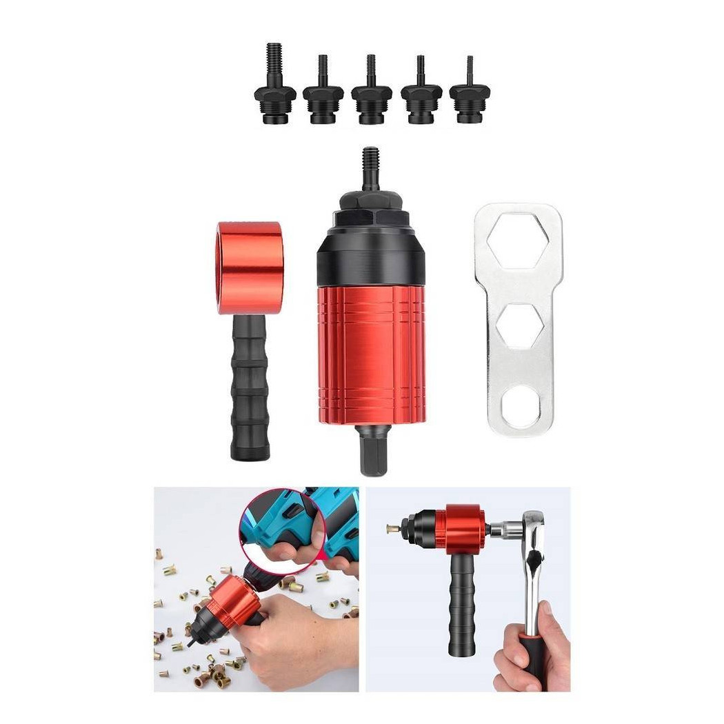 foto del prodotto trade shop adattatore per rivetti elettrici per trapano a batteria m3 m4 m5 m6 m8 utensili 
