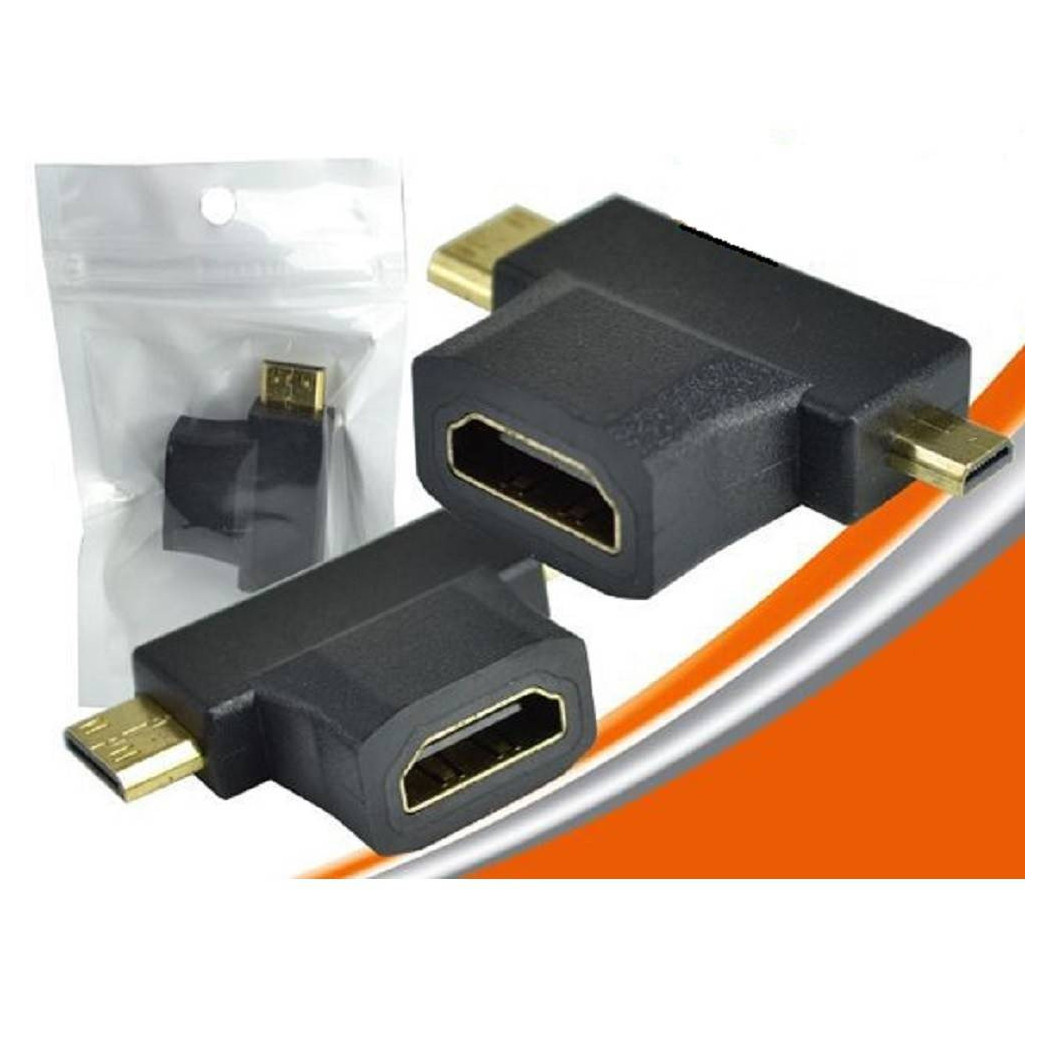 foto del prodotto trade shop adattatore video convertire spina hdmi femmina a mini e micro hdmi maschio hf 103 