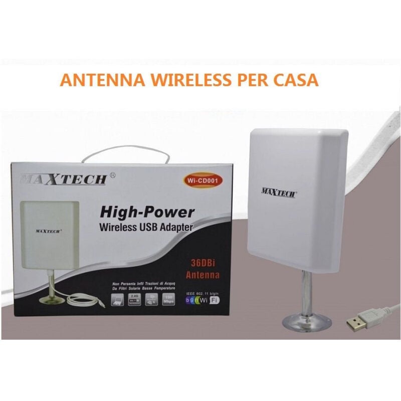 foto del prodotto trade shop adattatore wireless wi fi amplificatore antenna 36dbi 150mbps wi cd001 