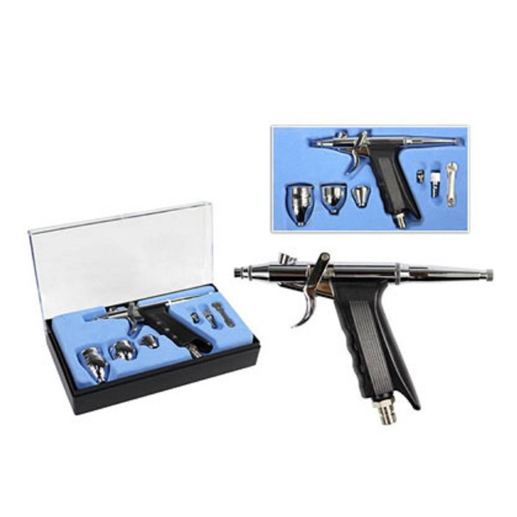 foto del prodotto trade shop aerografo in acciaio ugello 0.3 mm professionale con accessori nail e body art 