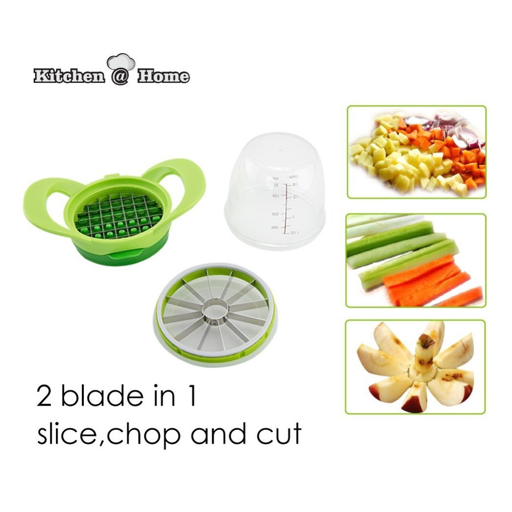 foto del prodotto trade shop affetta verdure chopper trita sminuzza frutta con recipiente in vetro slice dice 