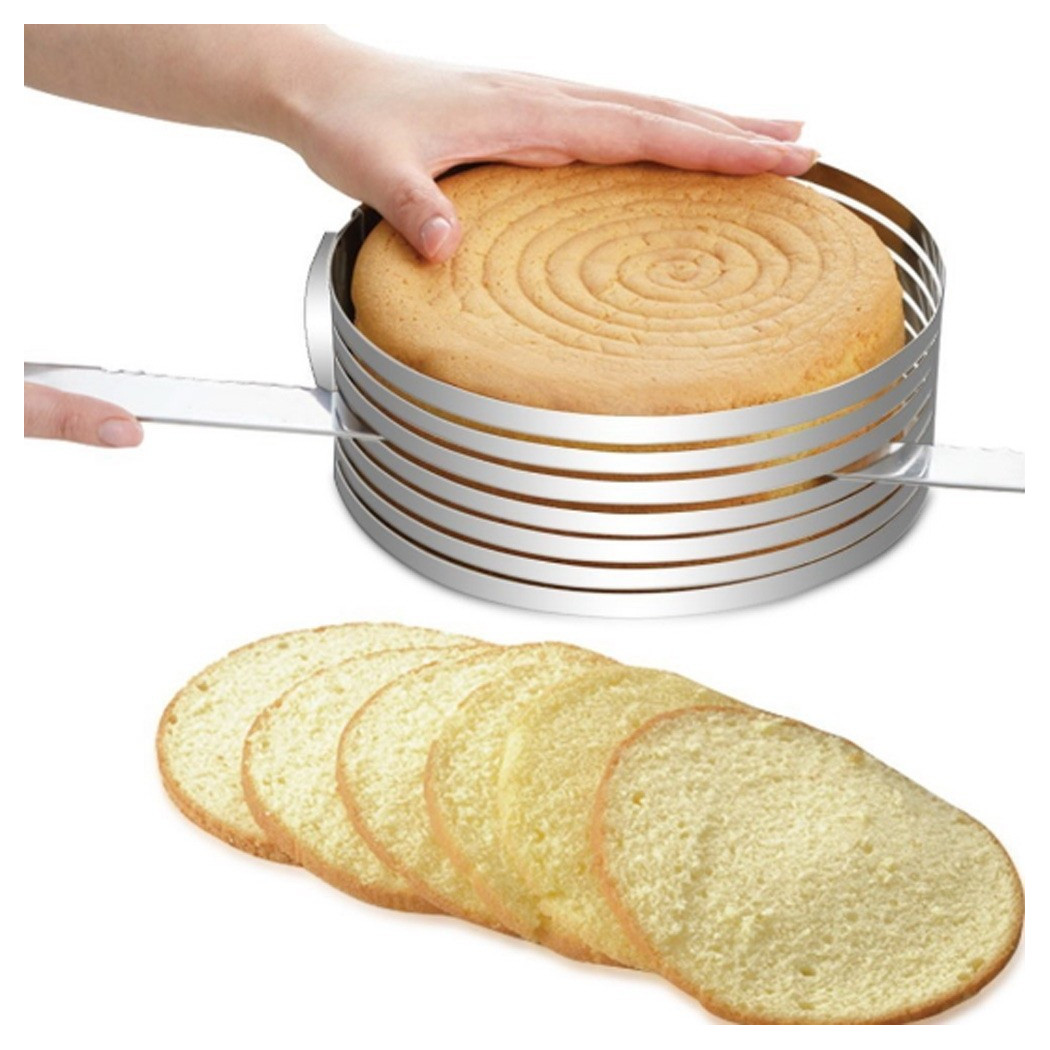 foto del prodotto trade shop affettatorte taglia affetta torta regolabile da 16 20 cm stampo anello acciaio 