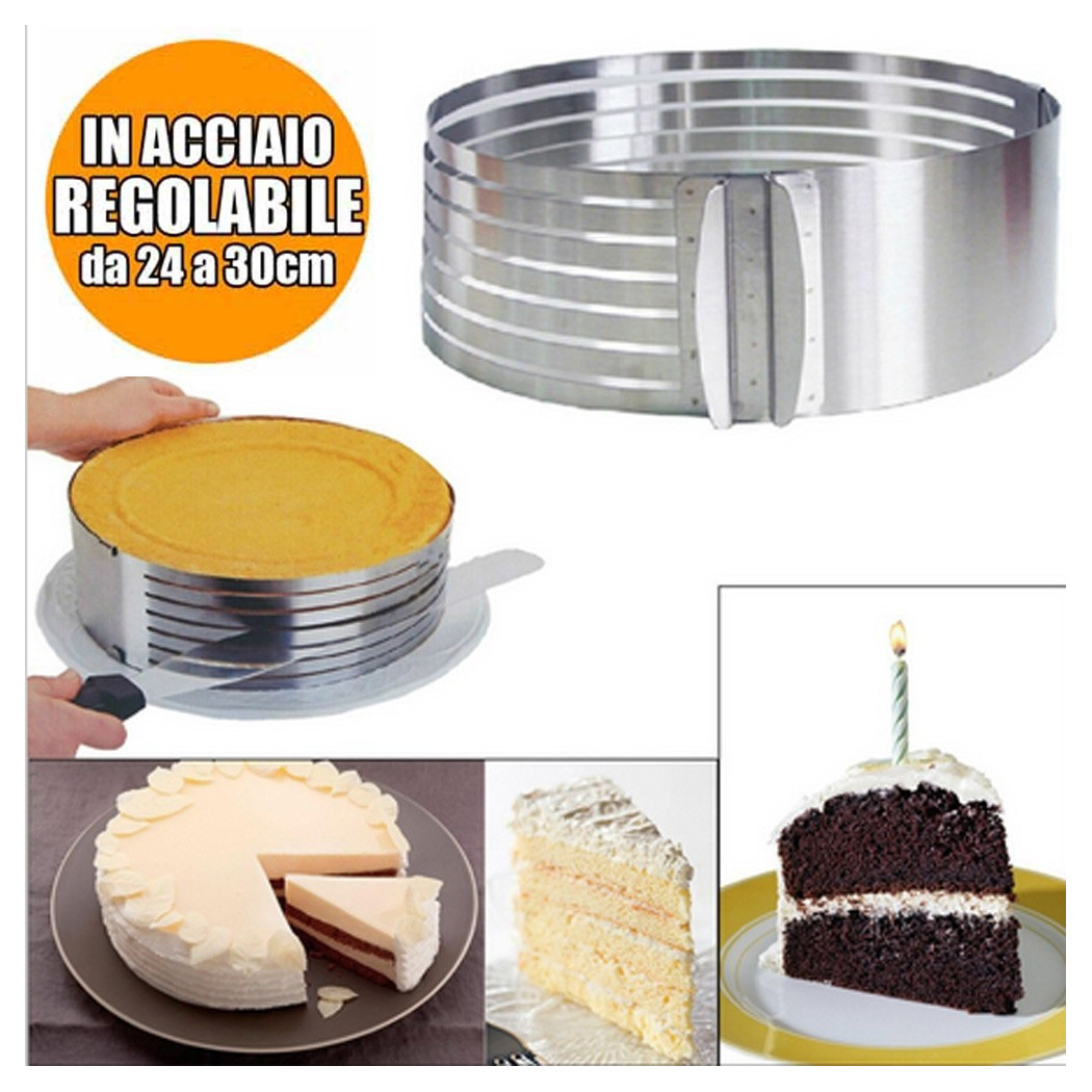 foto del prodotto trade shop affettatorte taglia affetta torta regolabile da 24 30 cm stampo anello acciaio 