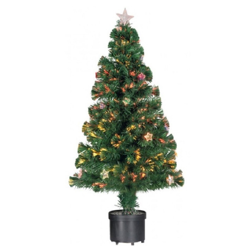 foto del prodotto trade shop albero di natale fibra ottica stars 120cm 140 punte 18 stelle colore verde 