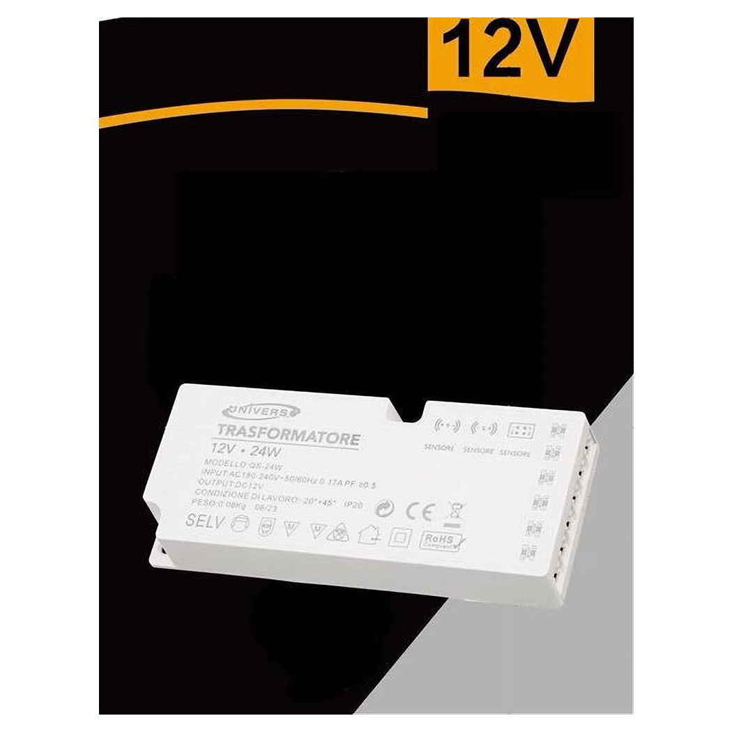 foto del prodotto trade shop alimentatore switching dc12v 24w 2a 6 uscite 3 ingresso sensore strip led qs 24w 