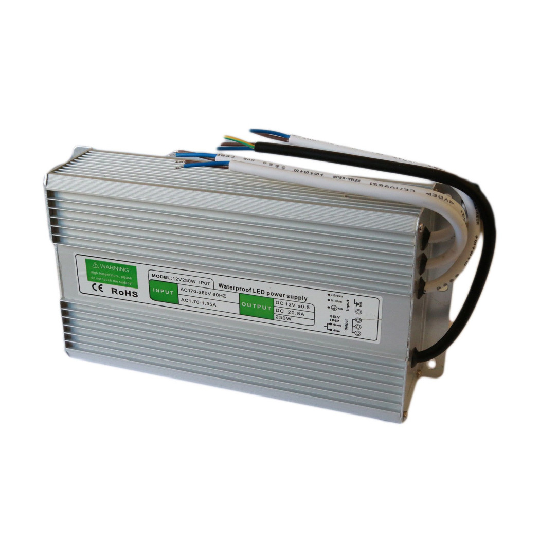 foto del prodotto trade shop - alimentatore trasformatore impermeabile 12v ip67 waterproof striscia led switch - 250 watt