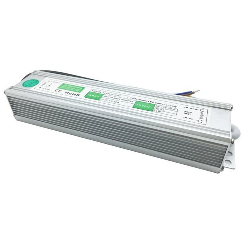 foto del prodotto trade shop alimentatore trasformatore impermeabile 12v ip67 waterproof striscia led switch 60 watt