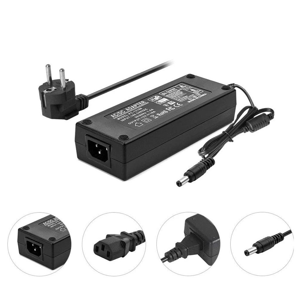 foto del prodotto trade shop alimentatore trasformatore stabilizzato da 12v 5a per led telecamere spina shuko 