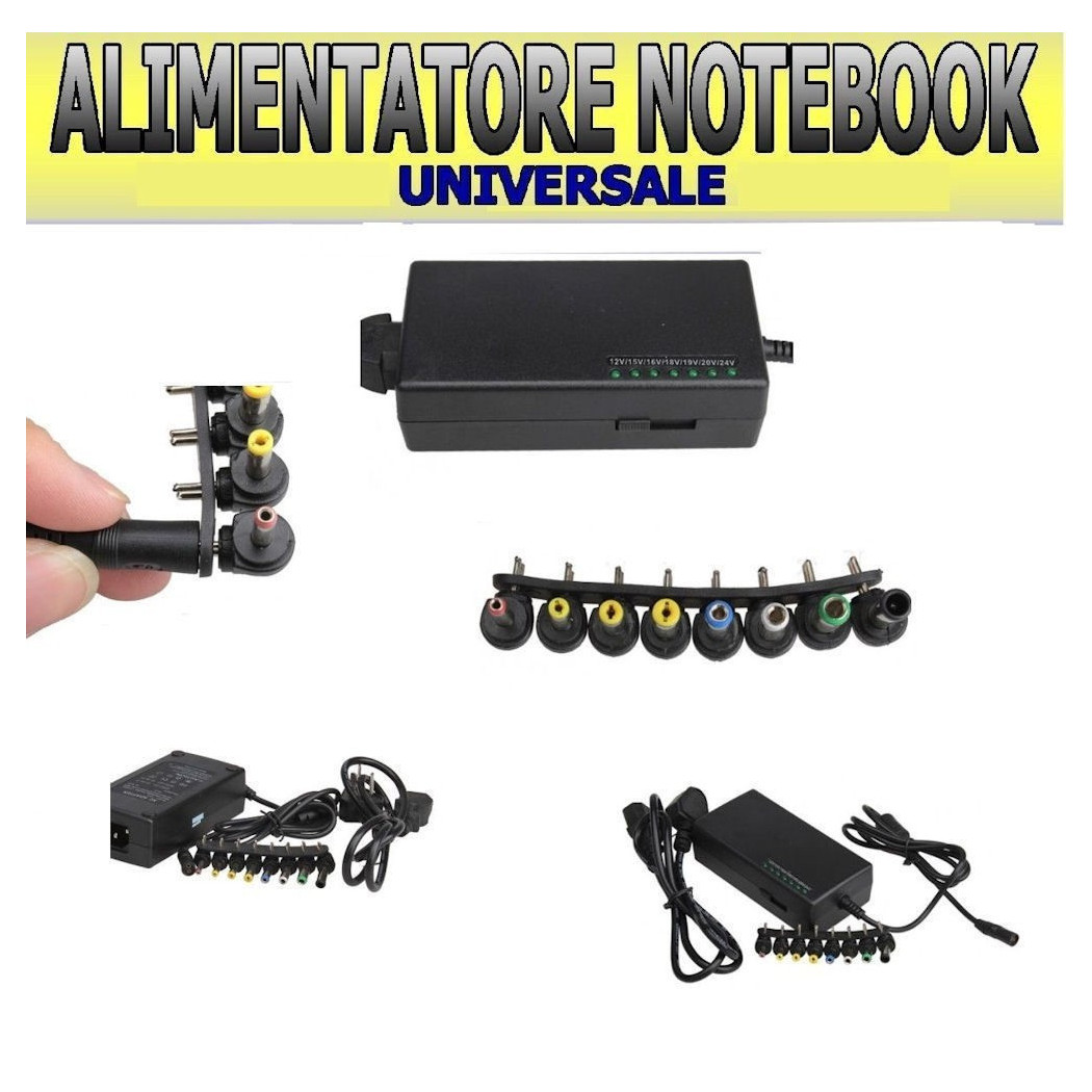 foto del prodotto trade shop alimentatore universale 120w pc laptop usb ufficio casa notebook 8 adattatori 
