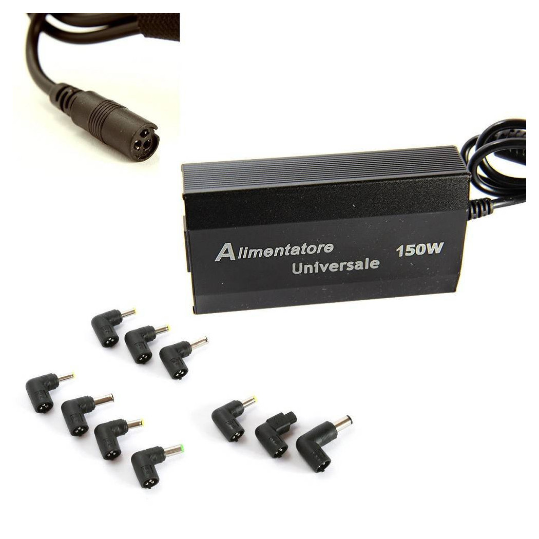 foto del prodotto trade shop alimentatore universale 150w pc laptop usb ufficio casa notebook 10 adattatori 