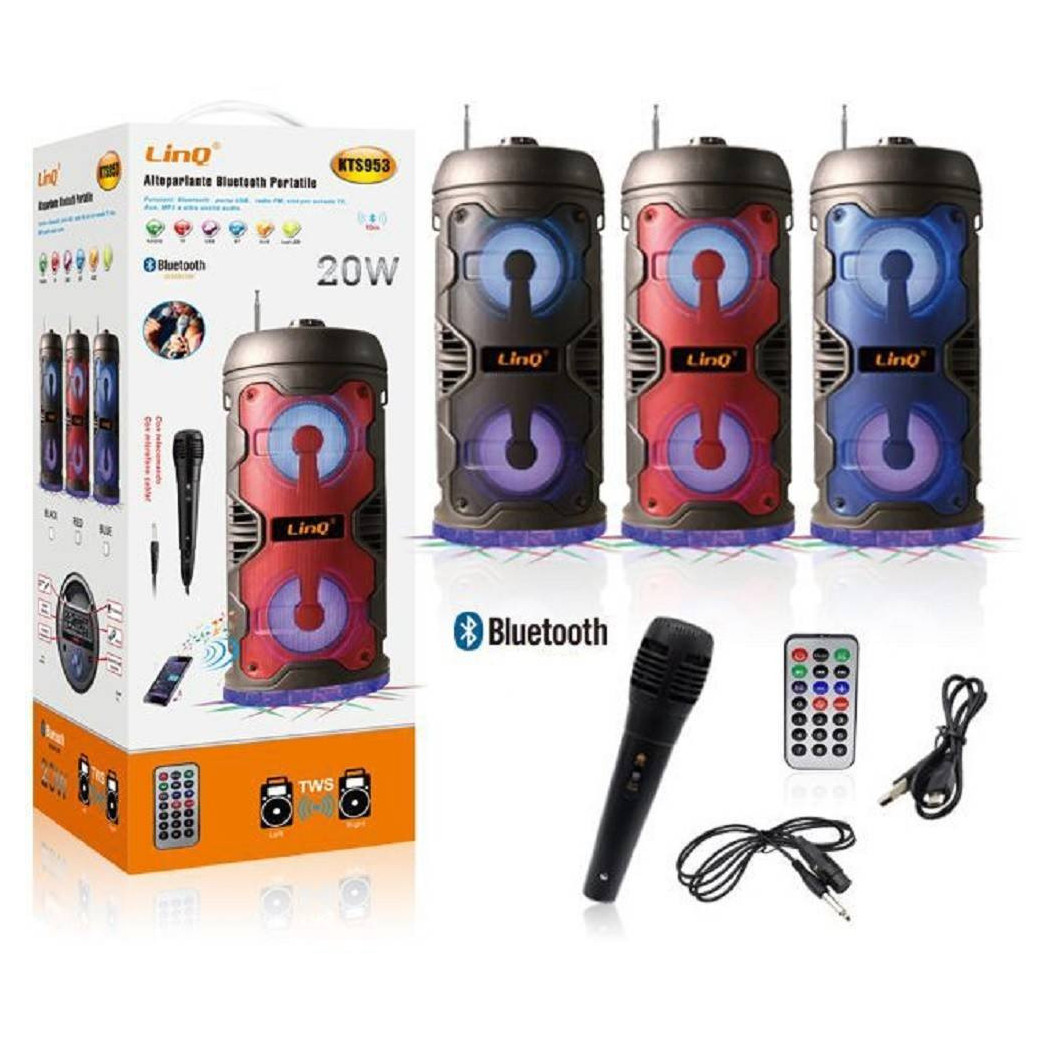 immagine 0 del prodotto trade shop altoparlante speaker cassa bluetooth portatile kts953 20w microfono wireless usb 