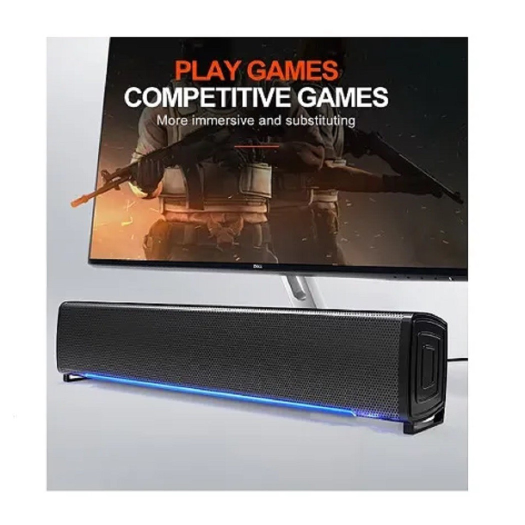 foto del prodotto trade shop altoparlanti q t125 speaker soundbar per pc potenziamento bassi e led alla base 
