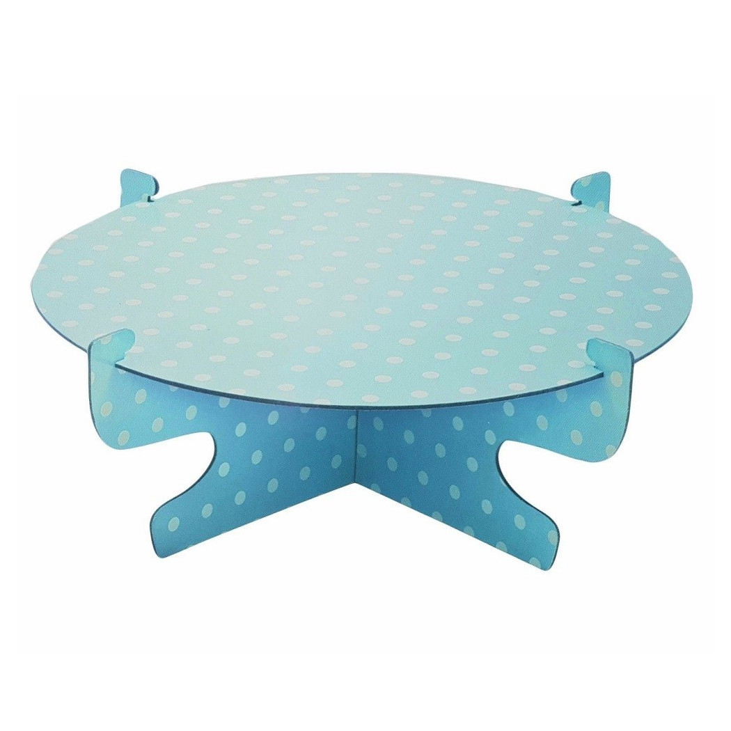foto del prodotto trade shop alzata stand azzurro pois 31cm in cartone carta usa getta supporto per torta 