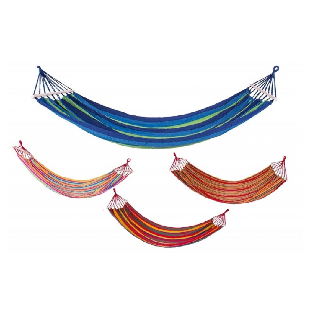 foto del prodotto trade shop amaca con supporto in legno 100x200cm giardino 280gr. 4 colori assortiti 6099183 