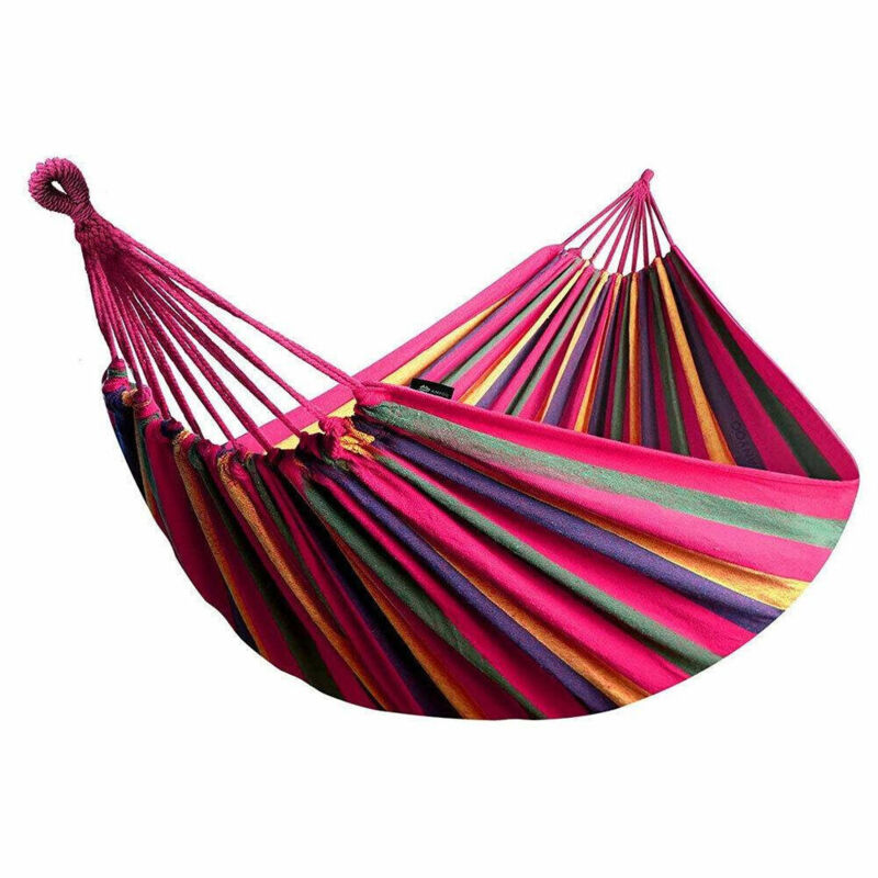 foto del prodotto trade shop amaca da giardino singola in tessuto cotone relax campeggio 200x80cm multicolore 