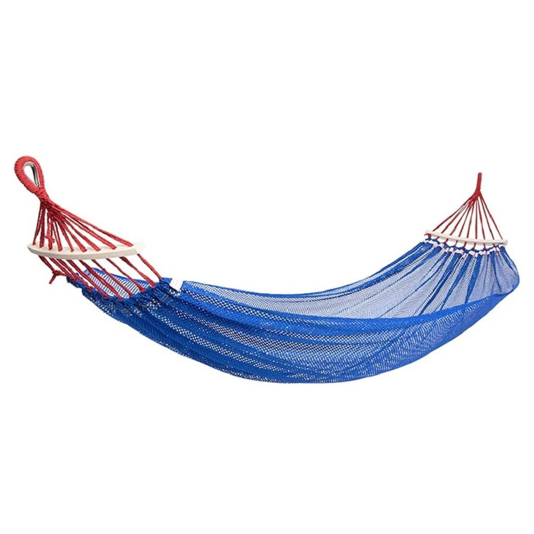 foto del prodotto trade shop amaca in rete singola portatile leggera dondolo giardino cortile campeggio blu 
