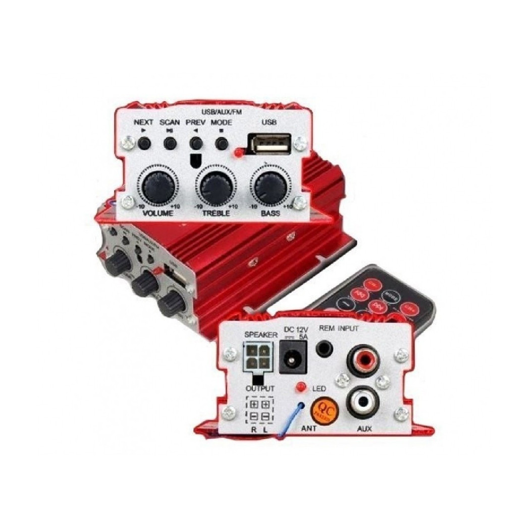 foto del prodotto trade shop amplificatore audio 12v usb mp3 casa auto 2 canali stereo 500w telecomando ma700 