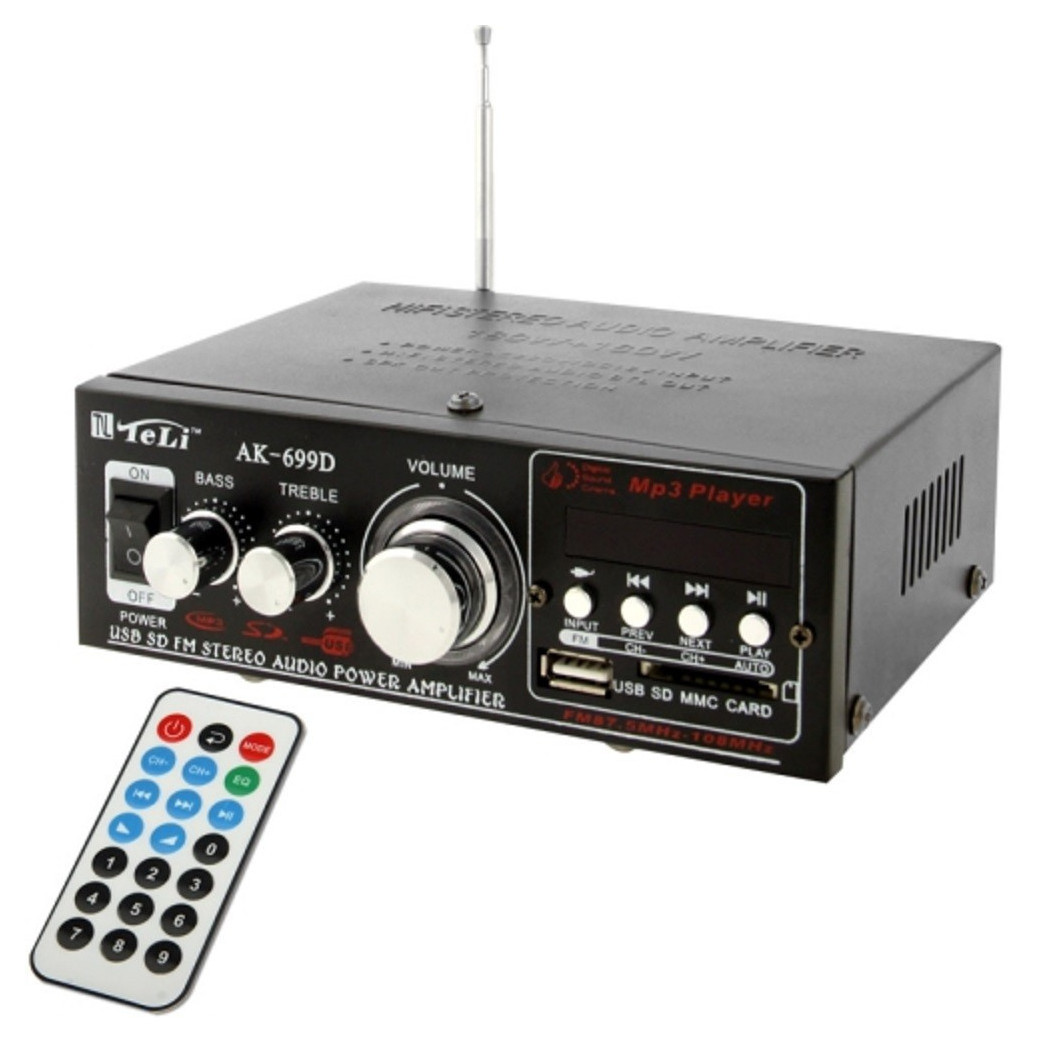 foto del prodotto trade shop amplificatore audio ak 699d mp3 fm usb karaoke amplificatore con telecomando stereo 