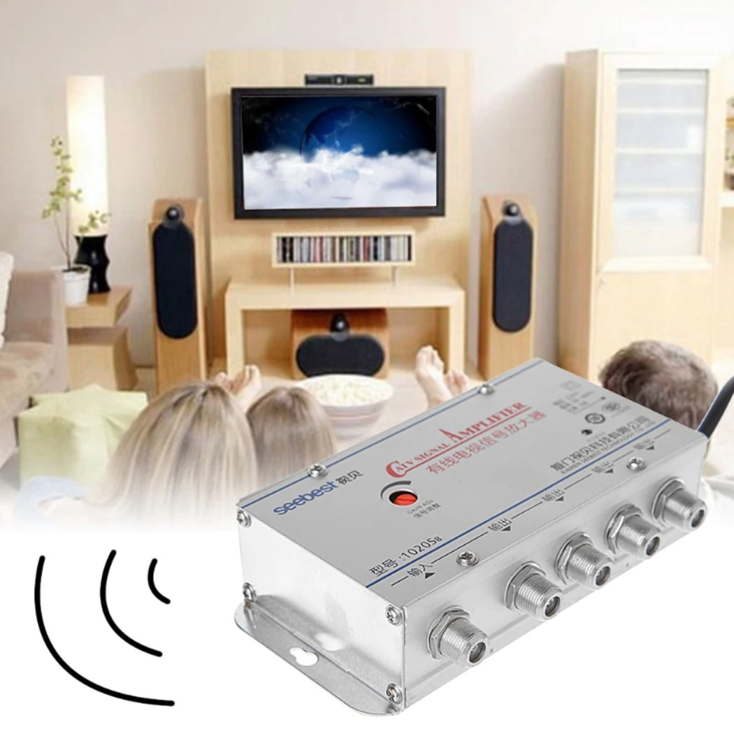 foto del prodotto trade shop amplificatore sdoppiatore segnale tv video segnale antenna in out da 1 a 4 catv 