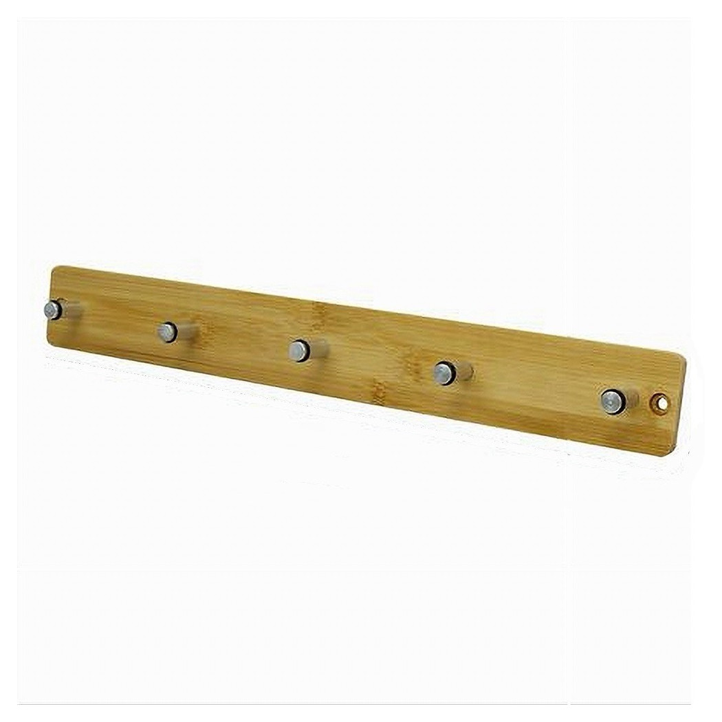 foto del prodotto trade shop appendiabiti appendino parete metallo legno 5 posti ganci giacche vestiti 79548 