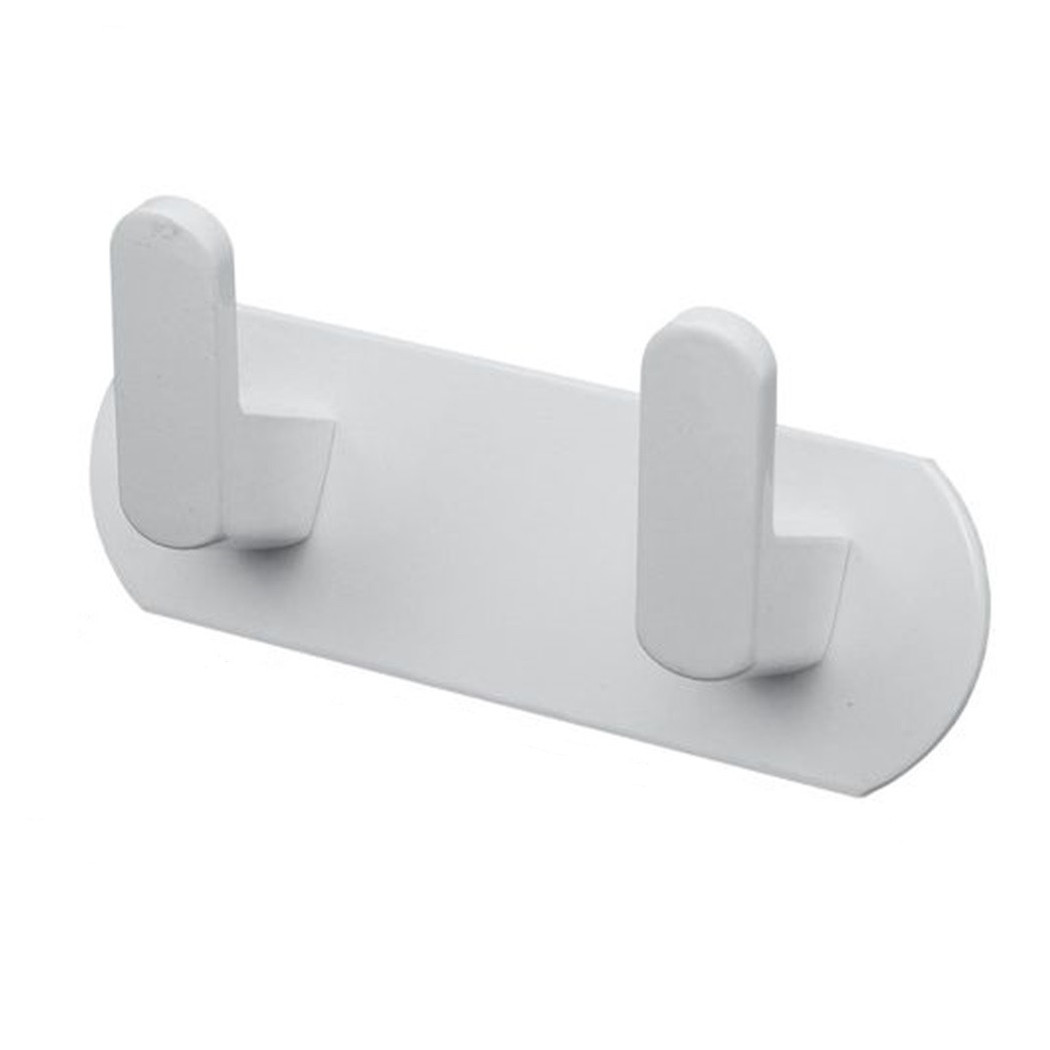 foto del prodotto trade shop appendiabiti con 2 ganci appendino portasciugamano bagno casa cucina bianco 59741 