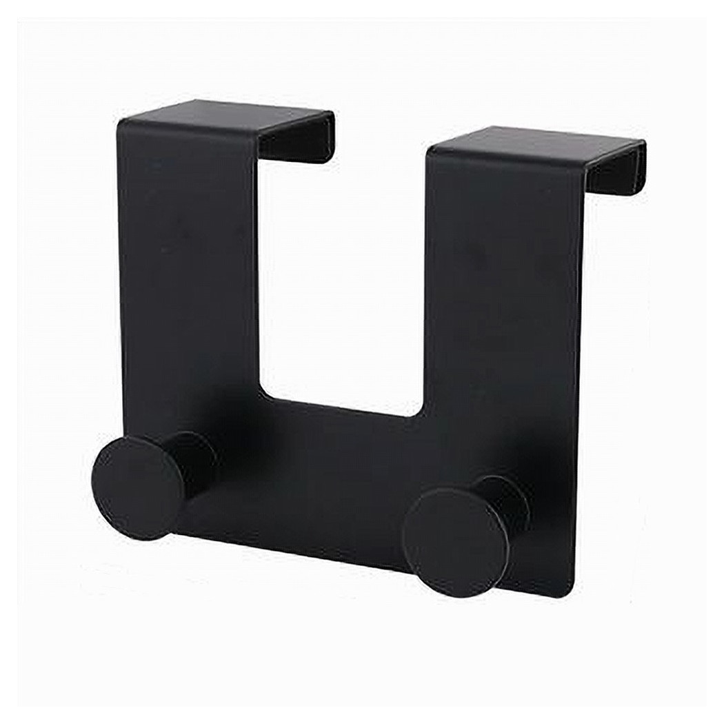 foto del prodotto trade shop appendiabiti da porta con 2 ganci 12.5x11.5cm nero per asciugamani vestiti 87775 