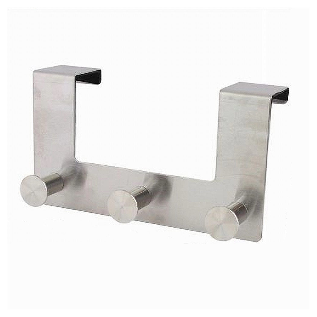 foto del prodotto trade shop appendiabiti da porta con 3 ganci 19.5 x 11.5cm silver asciugamani vestiti 87784 