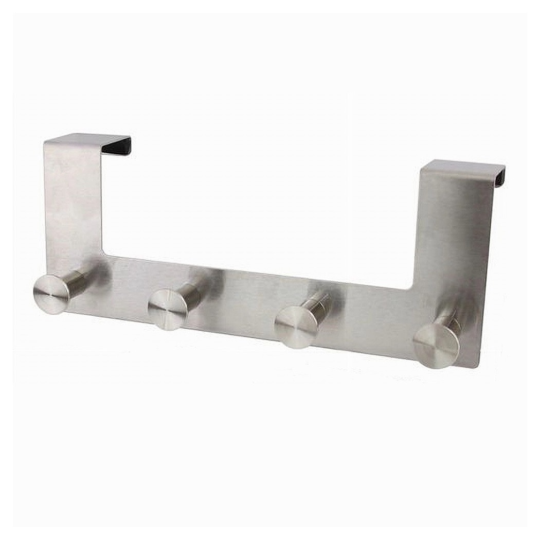 foto del prodotto trade shop appendiabiti da porta con 4 ganci 27x11.5cm silver per asciugamani vestiti 87785 