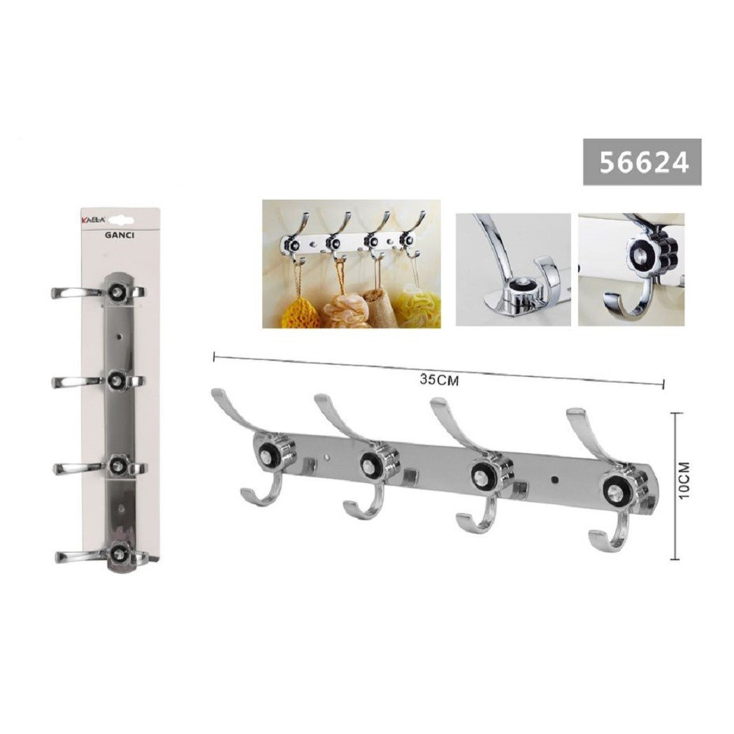 foto del prodotto trade shop - appendino a 4 ganci appendi abiti asciugamano bagno fiore diamante 35x10cm 56624 -