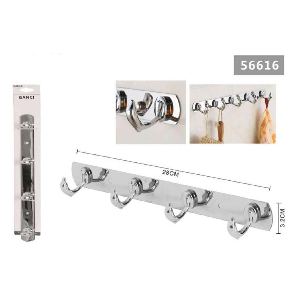 foto del prodotto trade shop - appendino a 4 ganci forma delfino porta asciugamani parete bagno 28x3.2 cm 56616 -