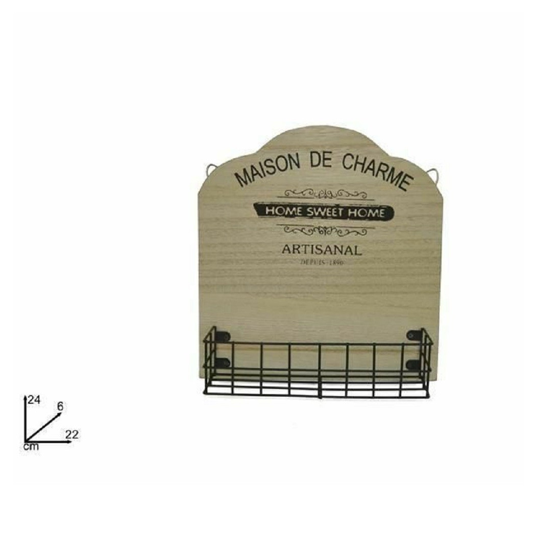 foto del prodotto trade shop appendino da parete con mensola in legno metallo decorazione casa 24 x 22 x 6 cm 