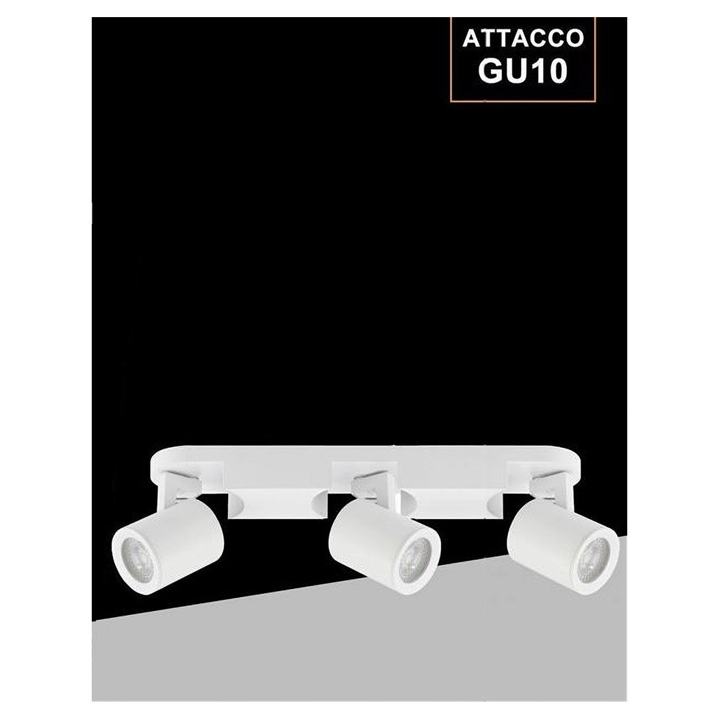 foto del prodotto trade shop applique 3 diffusori orientabile soffitto parete lampada gu10 bianco nero th8803 bianco