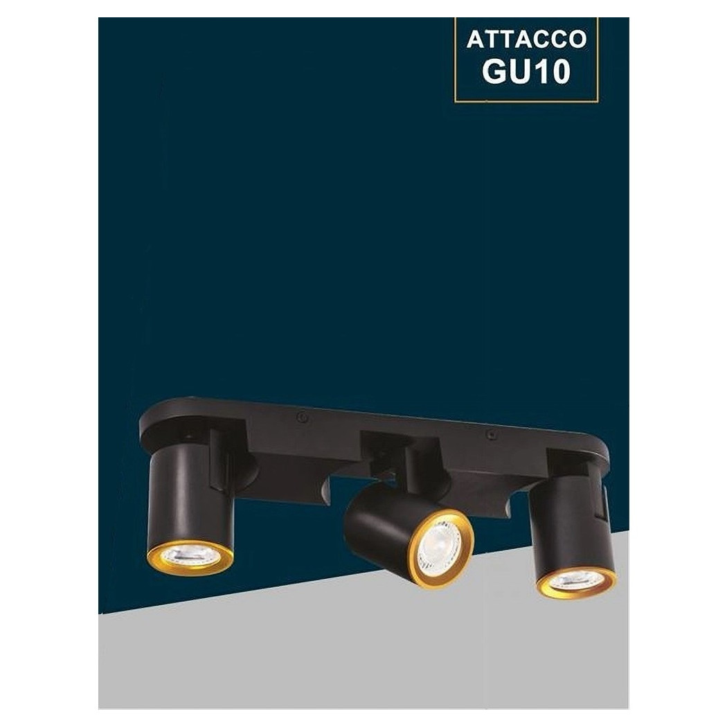 foto del prodotto trade shop applique 3 diffusori orientabile soffitto parete lampada gu10 bianco nero th8803 nero