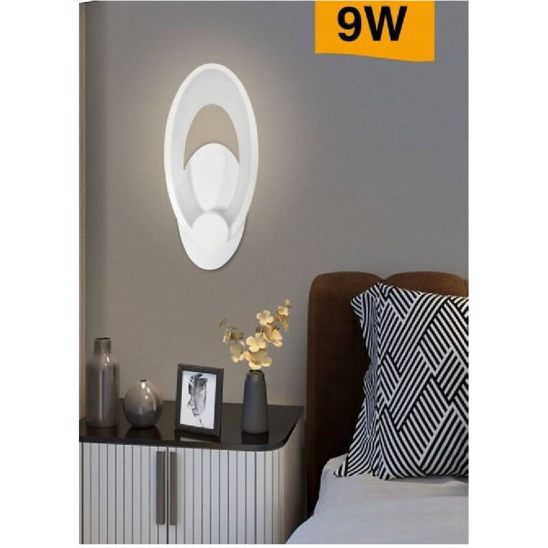 foto del prodotto trade shop applique a led forma ovale a parete 9 watt bianca tre colorazioni di luce e25 3c 