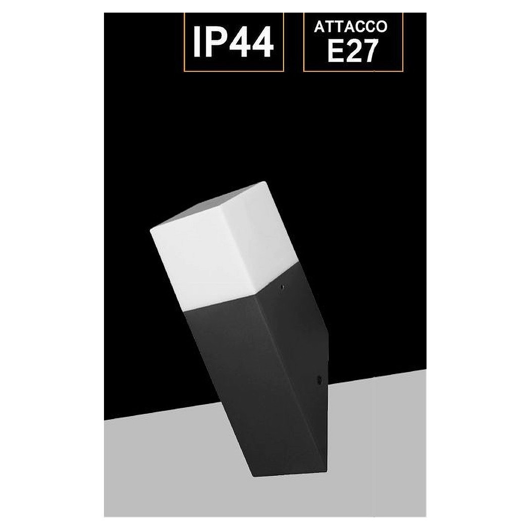 foto del prodotto trade shop applique a muro obliquo esterno attacco e27 in alluminio lampada parete ip44 b250 nero