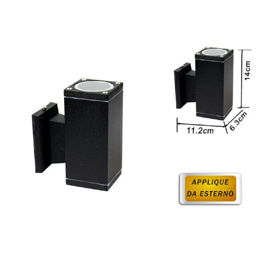 foto del prodotto trade shop applique a parete per esterno giardino ip55 lampada lampadina attacco gu10 nero
