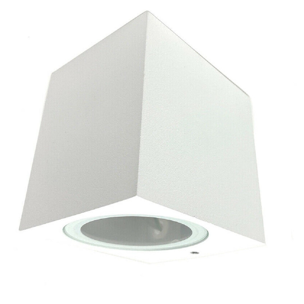 foto del prodotto trade shop applique a parete quadrato lampada muro moderna esterno attacco gu10 ip65 es54 bianco