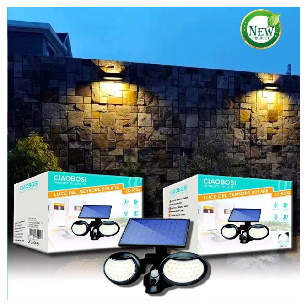 foto del prodotto trade shop applique ad induzione solare 10 w con sensore movimento luce led ip67 tx 9502 