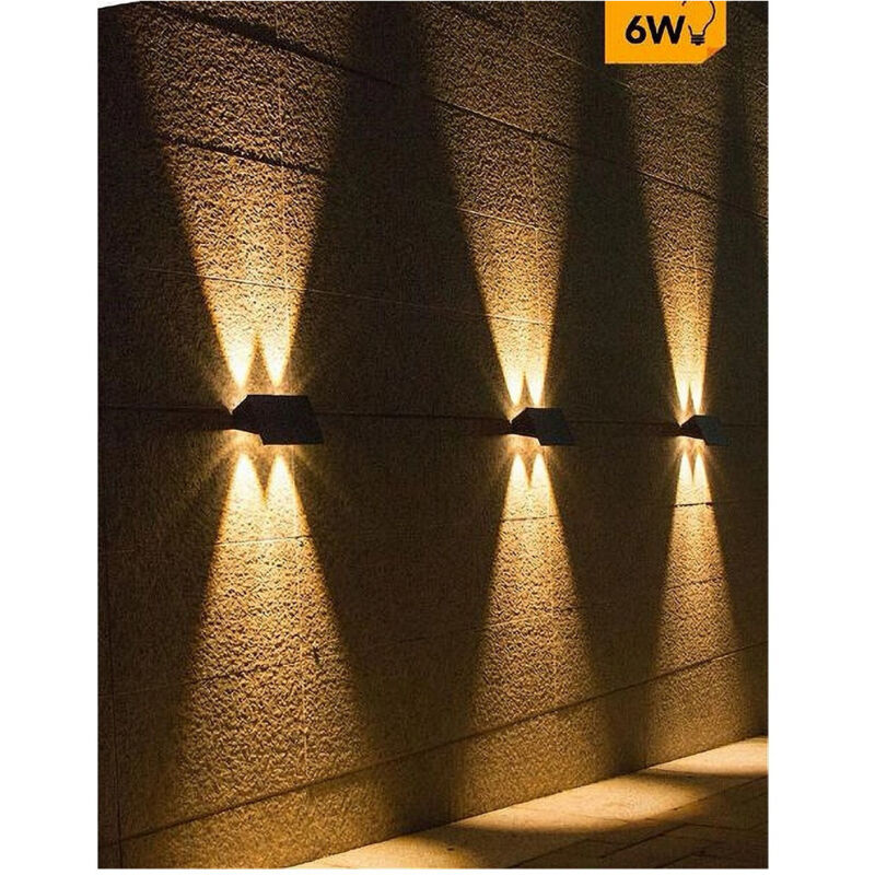 foto del prodotto trade shop applique biemissione led lampada solare parete ip65 luce 3000k 6500k nero yh0616 bianco caldo 