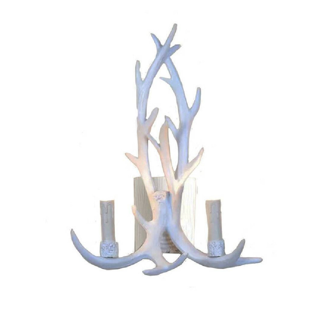 foto del prodotto trade shop applique country a forma di corna di cervo lampada muro retro 2 portalampada e45 bianco