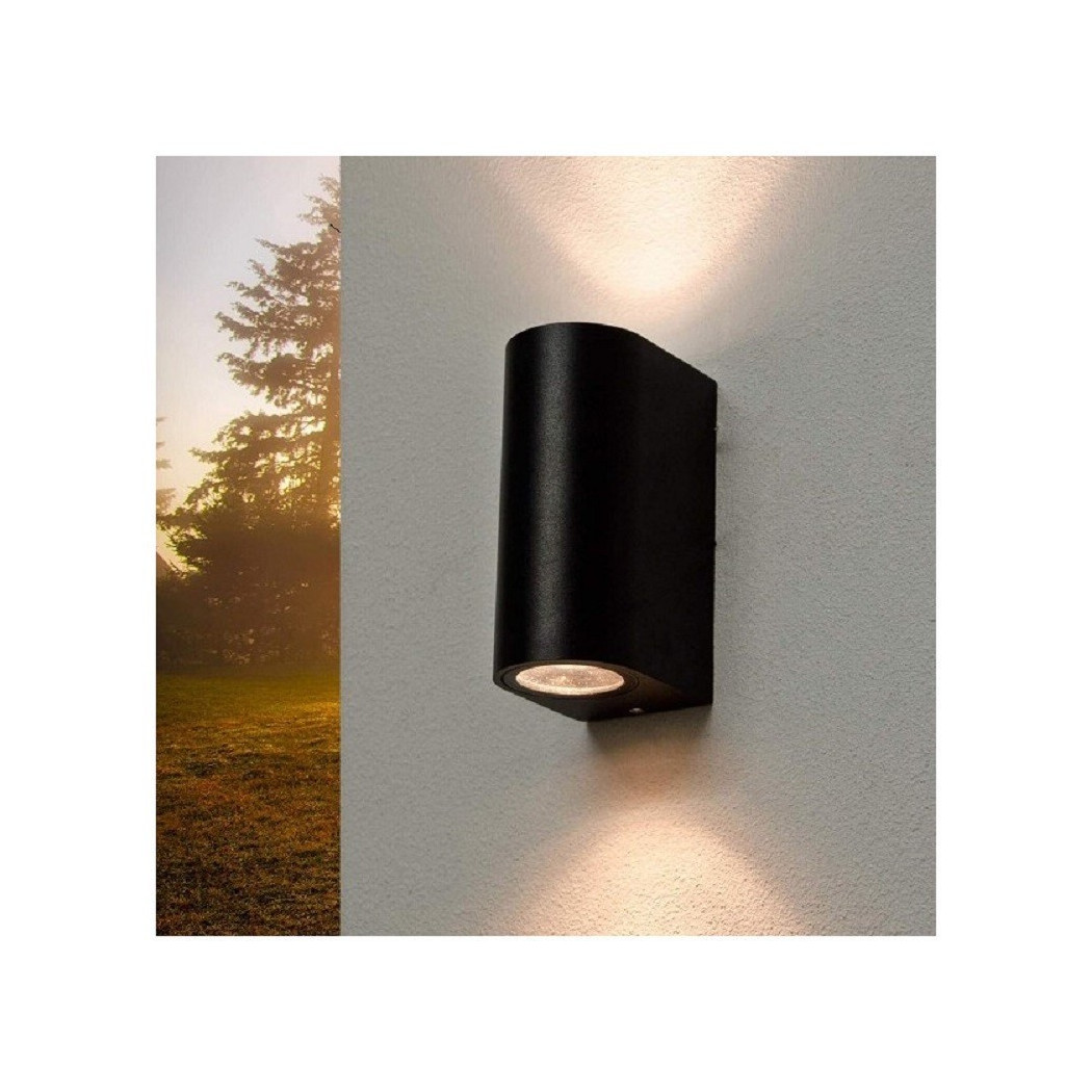 foto del prodotto trade shop applique da esterno cilindro up amp down lampada da parete giardino 2xgu10 ip65 es14 nero