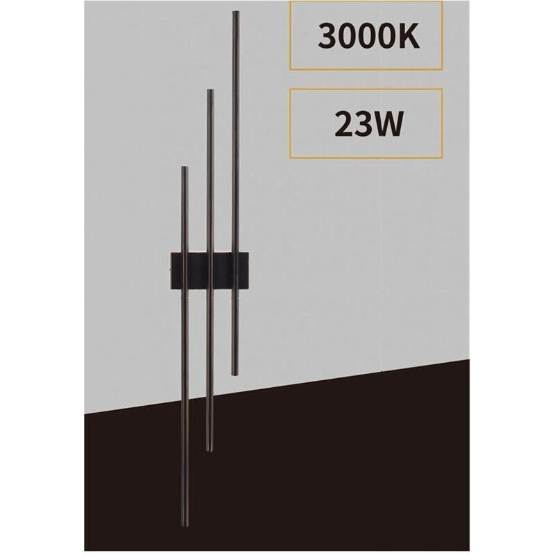 foto del prodotto trade shop applique da muro led 23w moderna 3 linee verticali nero luce calda naturale aq13 bianco caldo 