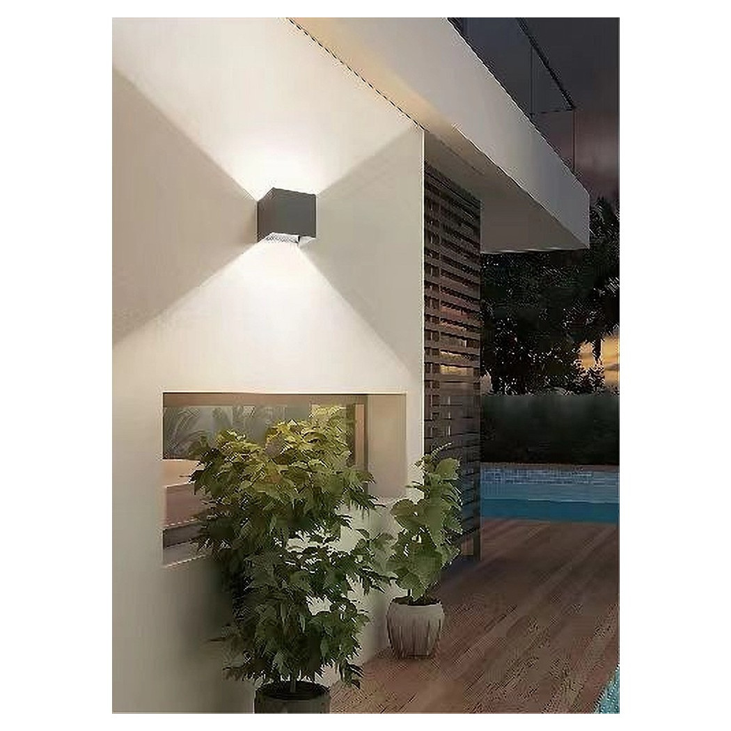 foto del prodotto trade shop applique da parete 22watt grigio per esterno doppia emissione luminosa ip65 es66 bianco naturale 