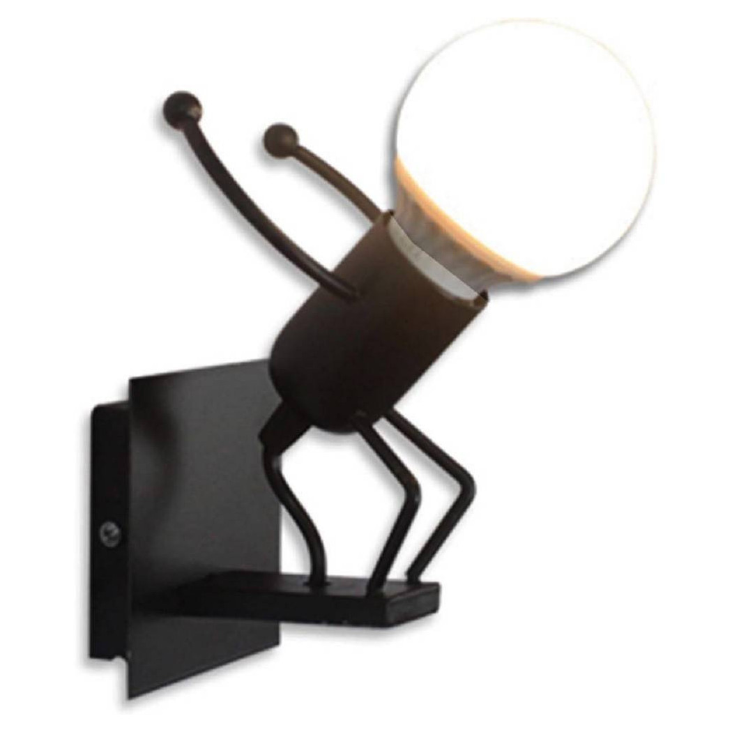foto del prodotto trade shop applique da parete decorativo forma omino che salta in metallo attacco e27 aq50 nero