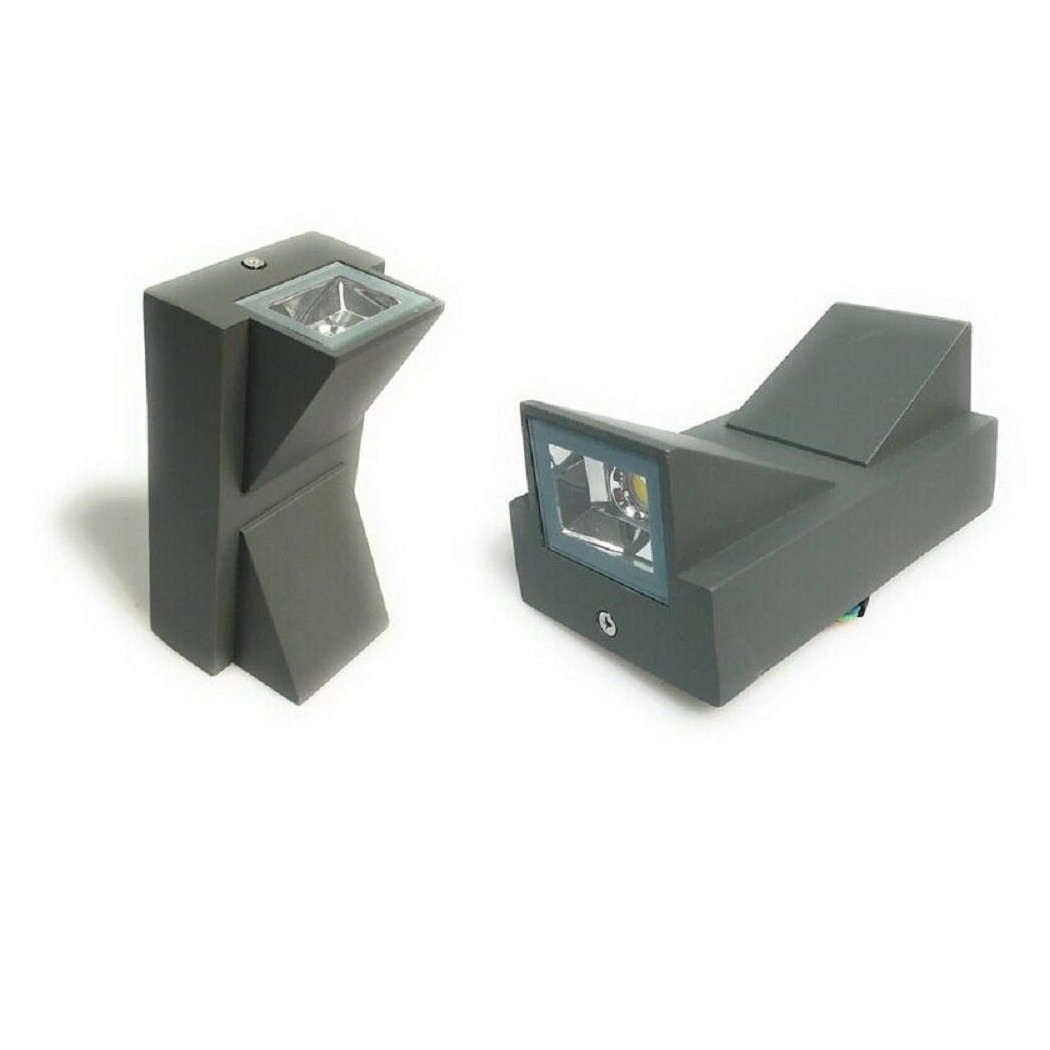 foto del prodotto trade shop applique doppia emissione 10 w per esterno grigio luce fredda calda ip65 es04 bianco freddo 