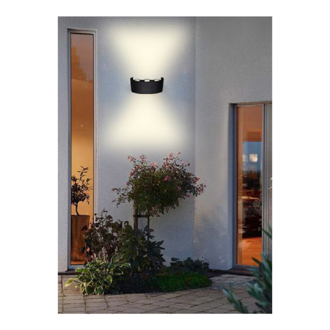 foto del prodotto trade shop applique esterno led 16 w crown ip65 up amp down nero luce calda fredda natural bianco naturale 