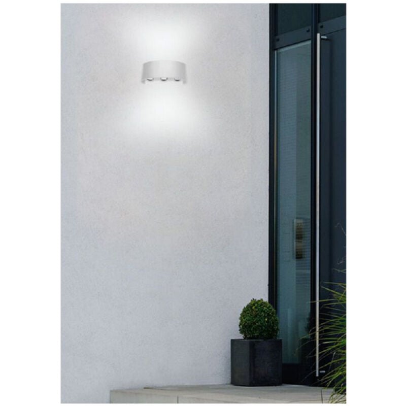 foto del prodotto trade shop applique esterno led 16 watt crown ip65 up amp down bianco luce es64 bianco freddo 